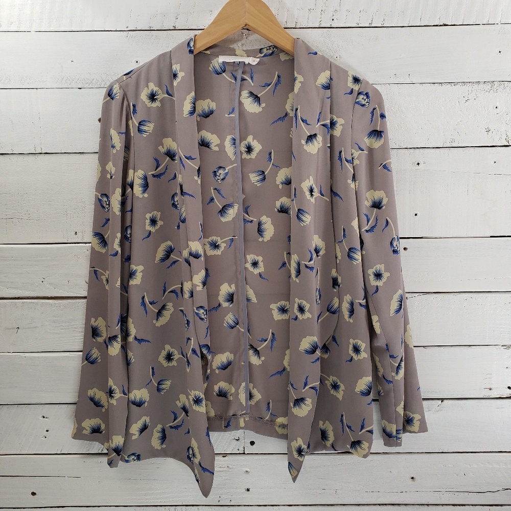 Lush Gray Floral Print Kimono XS